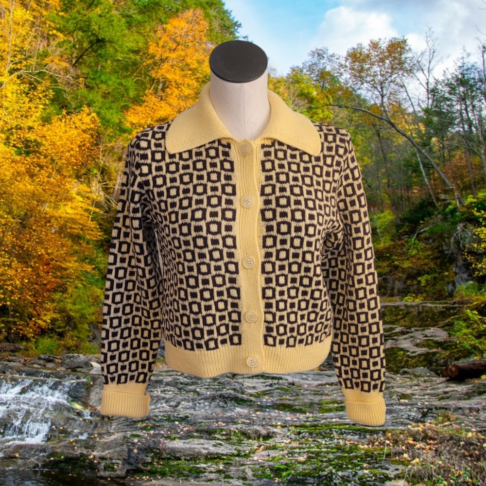 Knit Crop Button-Down Cardigan - image 1